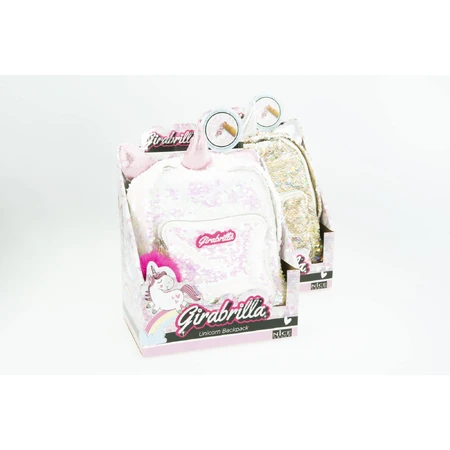 Girabrilla girl's backpack - Unicorn with reversible sequins, adjustable shoulder straps and front pocket