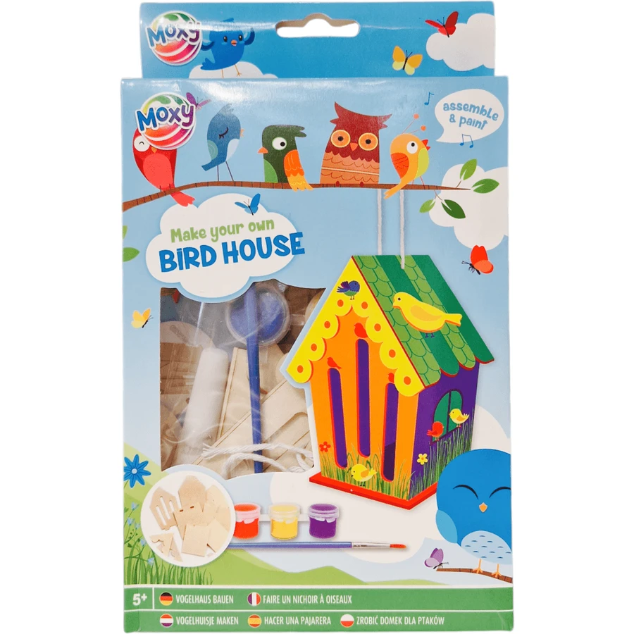 DIY creative set, Mini bird house, build and paint, blue