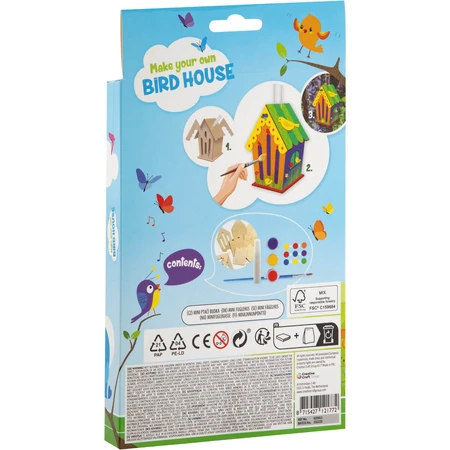 DIY creative set, Mini bird house, build and paint, blue