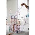 Set magnetic Magblox - 98 piese, circuit cu bile PASTEL - Magbrix Marble Run