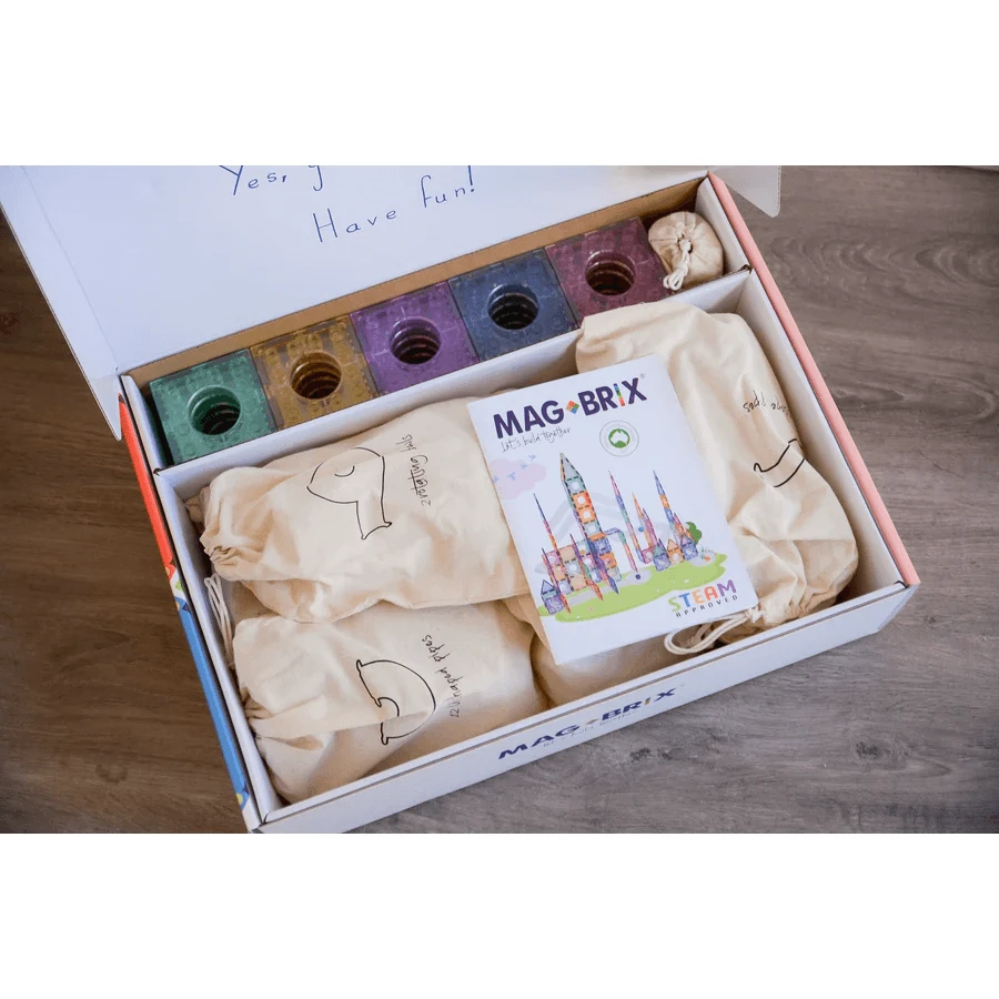 Set magnetic Magblox - 98 piese, circuit cu bile PASTEL - Magbrix Marble Run