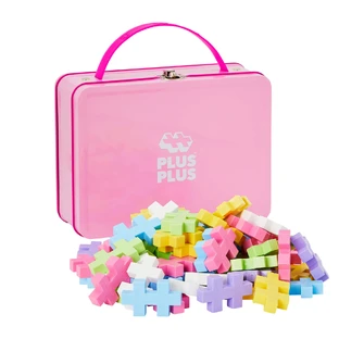 Jeu de construction Plus-Plus, 70 grandes pièces, portable, dans une boîte en métal, couleurs pastel