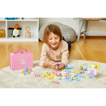 Jeu de construction Plus-Plus, 70 grandes pièces, portable, dans une boîte en métal, couleurs pastel