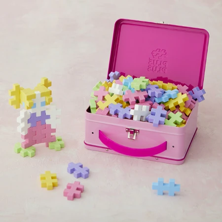 Jeu de construction Plus-Plus, 70 grandes pièces, portable, dans une boîte en métal, couleurs pastel