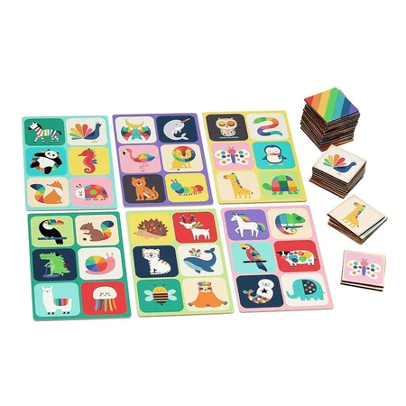 Jeu de loto en bois - animaux arc-en-ciel