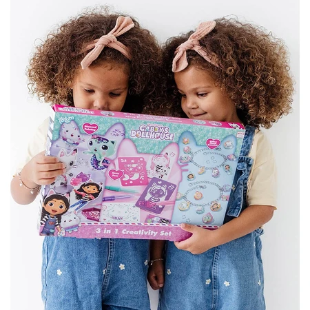 Set créatif 3 en 1, bracelets avec pendentifs, crayons en spray et peinture sur diamant, Gabby's Dollhouse