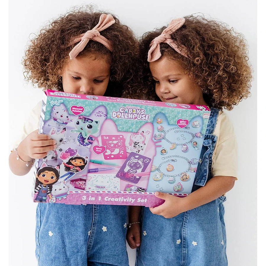 Set créatif 3 en 1, bracelets avec pendentifs, crayons en spray et peinture sur diamant, Gabby's Dollhouse
