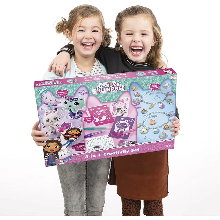 Set créatif 3 en 1, bracelets avec pendentifs, crayons en spray et peinture sur diamant, Gabby's Dollhouse