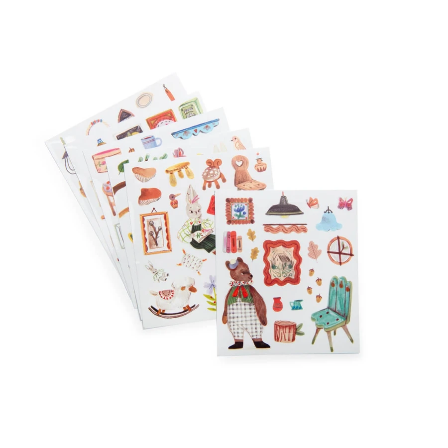 Libro para colorear con pegatinas Les Minouchkas, Moulin Roty