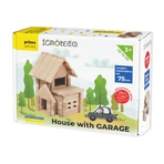 Set de construcție din lemn „Casă cu Garaj” 75 piese