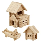Set de construcție din lemn „Casă cu Garaj” 75 piese