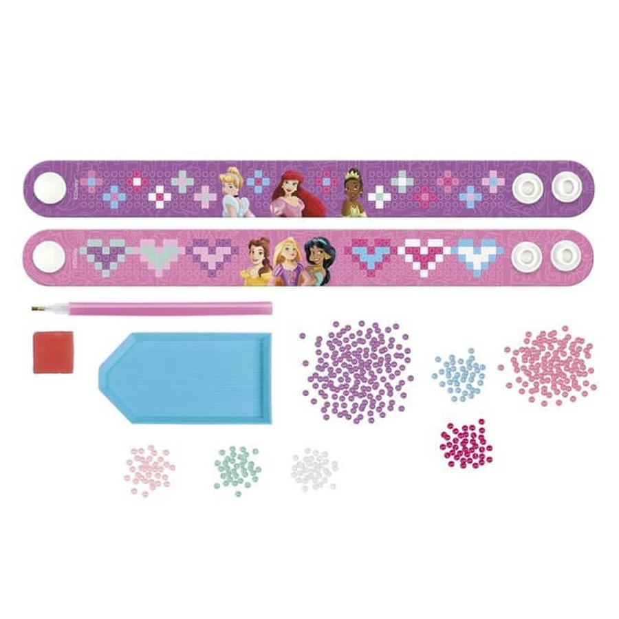 Set de bricolage créatif, Créer des bracelets avec la technique de la peinture au diamant, Disney Princesse