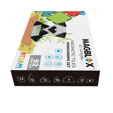 Magblox Magnetic Set - 92 bloques de construcción magnéticos Monocromo Blanco y Negro