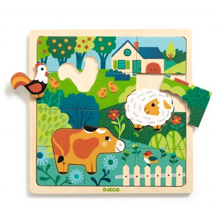 Puzzle de madera Animales de granja, Djeco