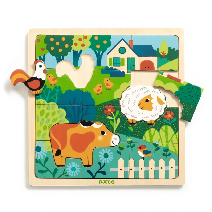 Puzzle de madera Animales de granja, Djeco