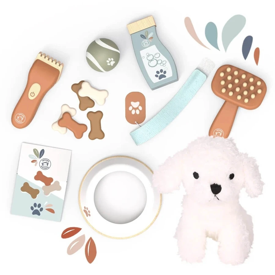 Set de bebé con maleta y cachorro, Speedy Monkey