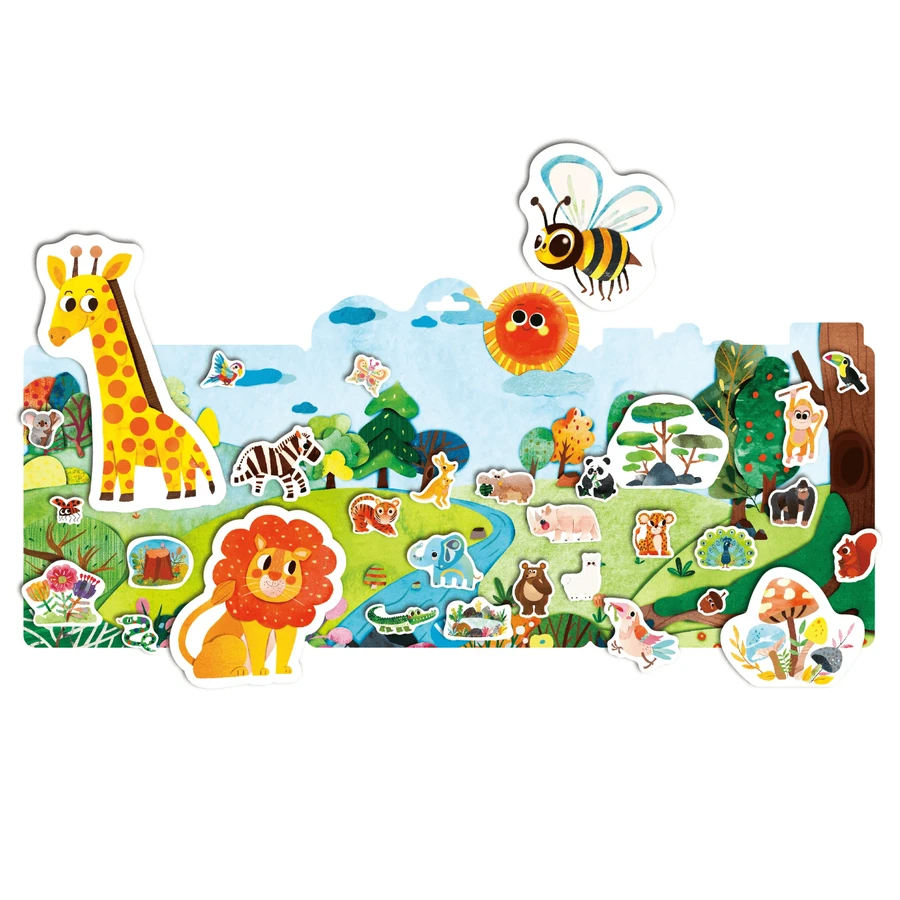 Creatieve set met herbruikbare zachte stickers - Wilde dieren