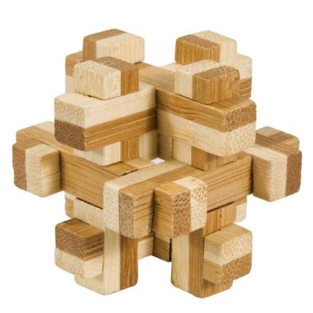 Logic game IQ in bamboo wood in metal box-10