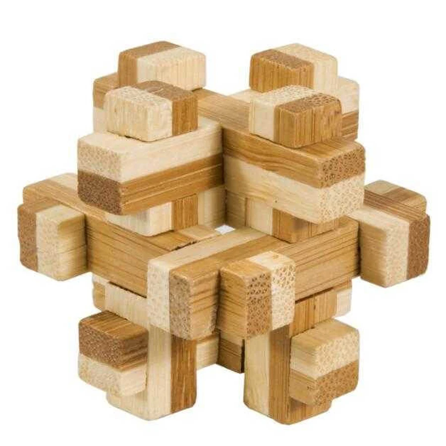 Logic game IQ in bamboo wood in metal box-10