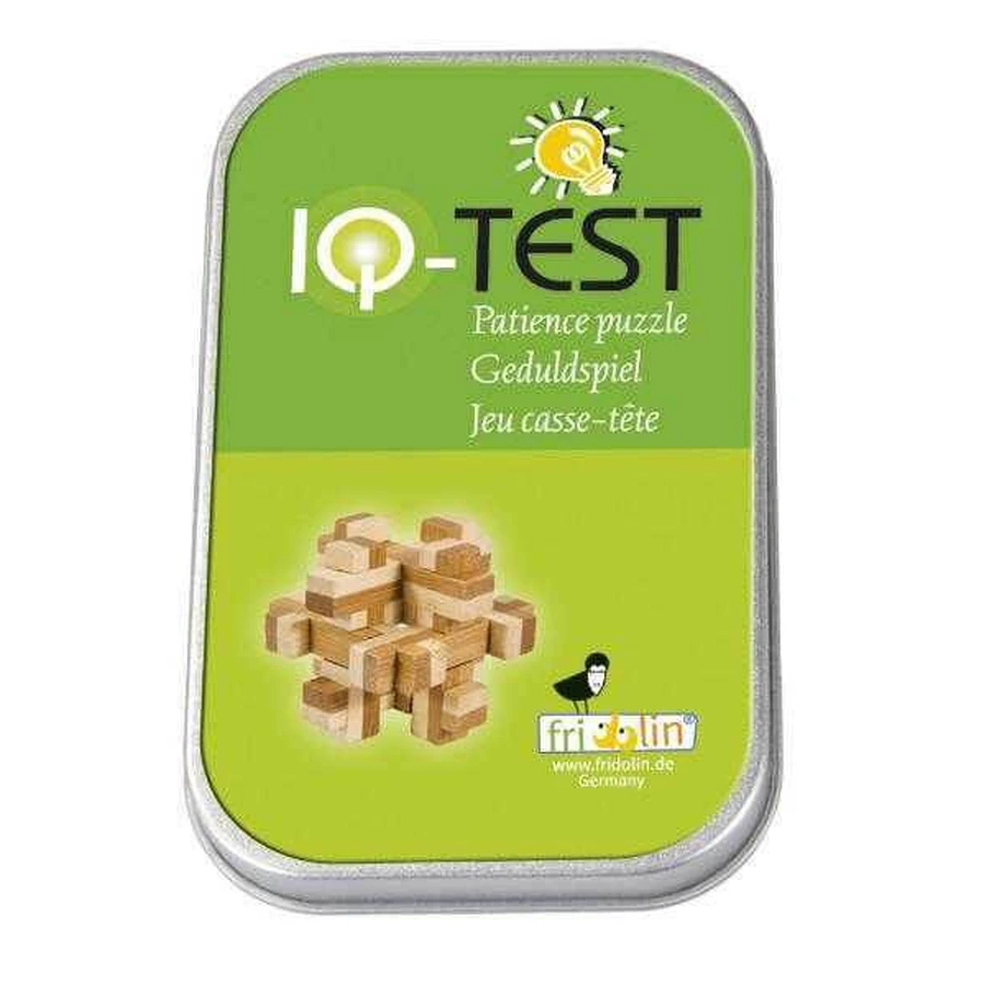 Logic game IQ in bamboo wood in metal box-10