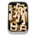 Logic game IQ in bamboo wood in metal box-10