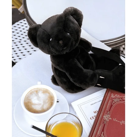 Teddy Bear - adorable crossbody bag, 30 cm, Black
