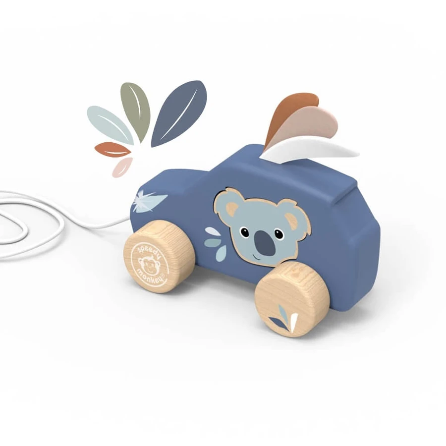 Speedy Monkey wooden pulling car