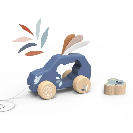 Speedy Monkey wooden pulling car