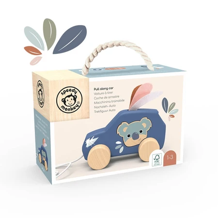 Speedy Monkey wooden pulling car