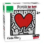 Puzzel 9 houten kubussen, Keith Haring