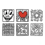 Puzzel 9 houten kubussen, Keith Haring