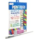 Paintology Acrylfarben-Set, 12 klassische Farben und 2 Pinsel
