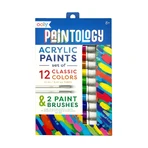 Paintology Acrylfarben-Set, 12 klassische Farben und 2 Pinsel