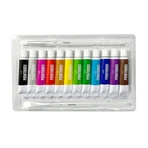 Paintology Acrylfarben-Set, 12 klassische Farben und 2 Pinsel