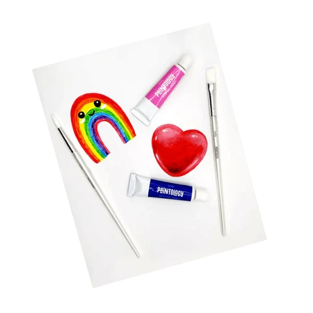Paintology Acrylfarben-Set, 12 klassische Farben und 2 Pinsel