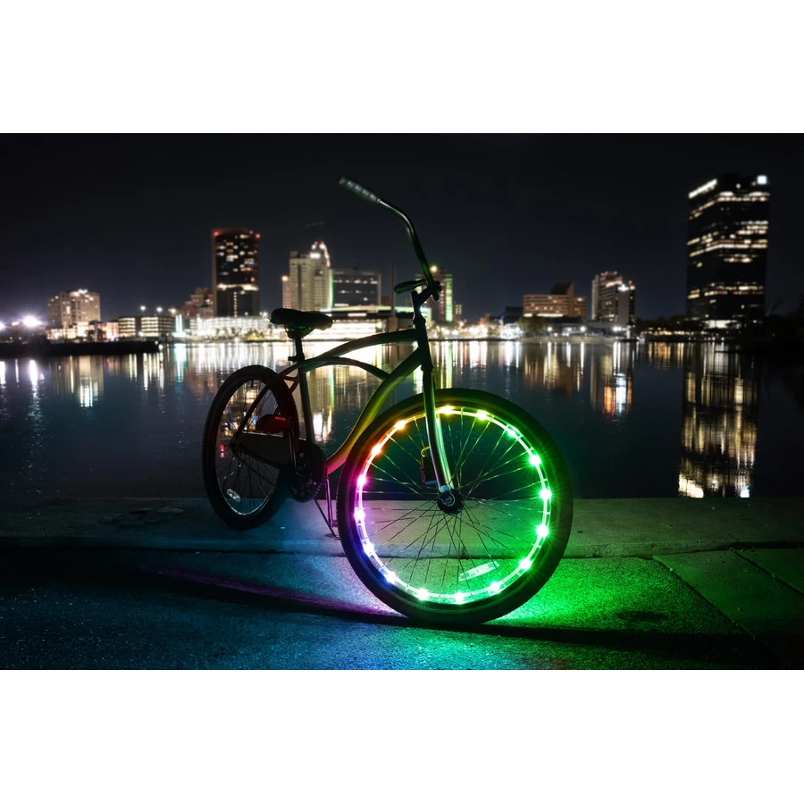 Decorative LED light for bicycle wheels, WheelBrightz
