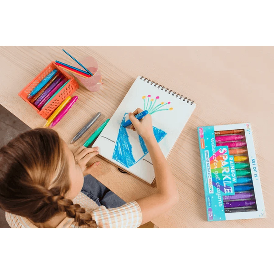 Regenboog Sparkle Metallic Gel Aquarelpotloden met Glitter - Set van 12