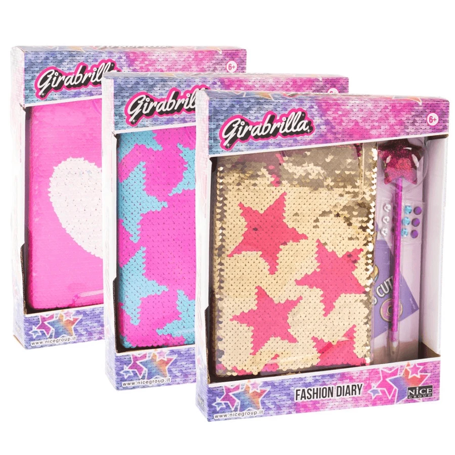 Girabrilla Fashion agenda - omkeerbare pailletten en pen dagboekset
