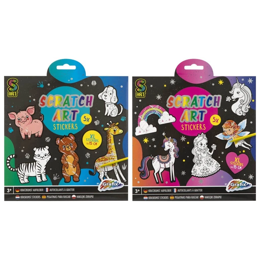 Set créatif, 5 autocollants à gratter XL, Grafix