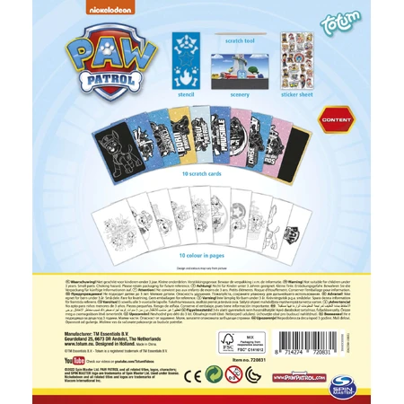 Set creativo para rascar y colorear Paw Patrol, Paw Patrol Puppies