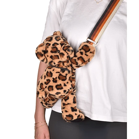 Teddybär - bezaubernde Crossbody-Tasche, 30 cm, Leopardendruck