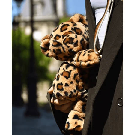 Teddybär - bezaubernde Crossbody-Tasche, 30 cm, Leopardendruck