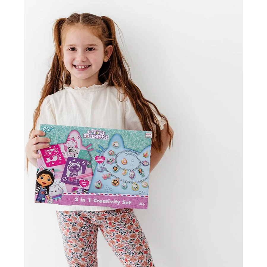 Creatieve set 2 in 1, Armbandjes met glitter en spuitkrijt, Gabby's Dollhouse