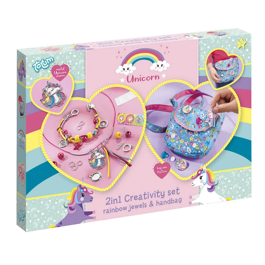 Set créatif 2 en 1 - Bracelets arc-en-ciel et pochette licorne