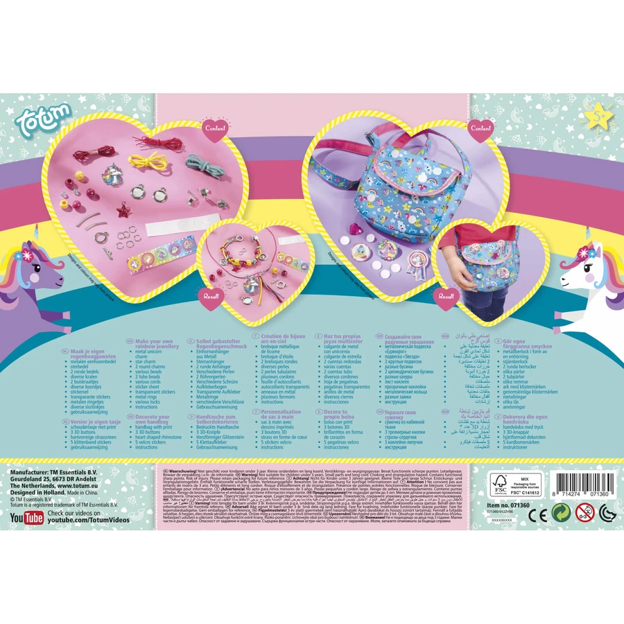 Set créatif 2 en 1 - Bracelets arc-en-ciel et pochette licorne
