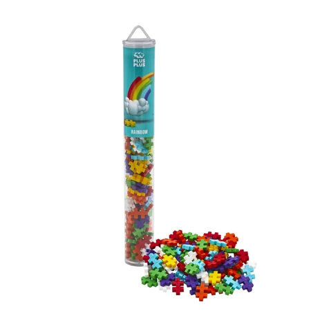 Plus-Plus-Bausatz, 100 Stück Röhre, Rainbow Mix, Regenbogenfarben
