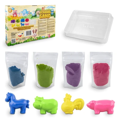 Set de sable sensoriel 4 couleurs avec accessoires - Farm