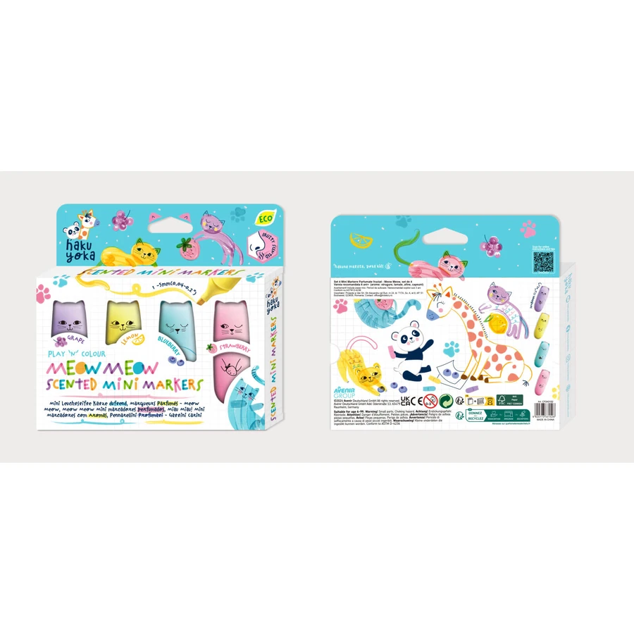 Set of 4 Mini Scented Markers - Meow Meow