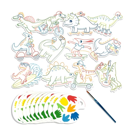 Kit aquarelle - Facile à peindre - Dinosaures, Playful Painters