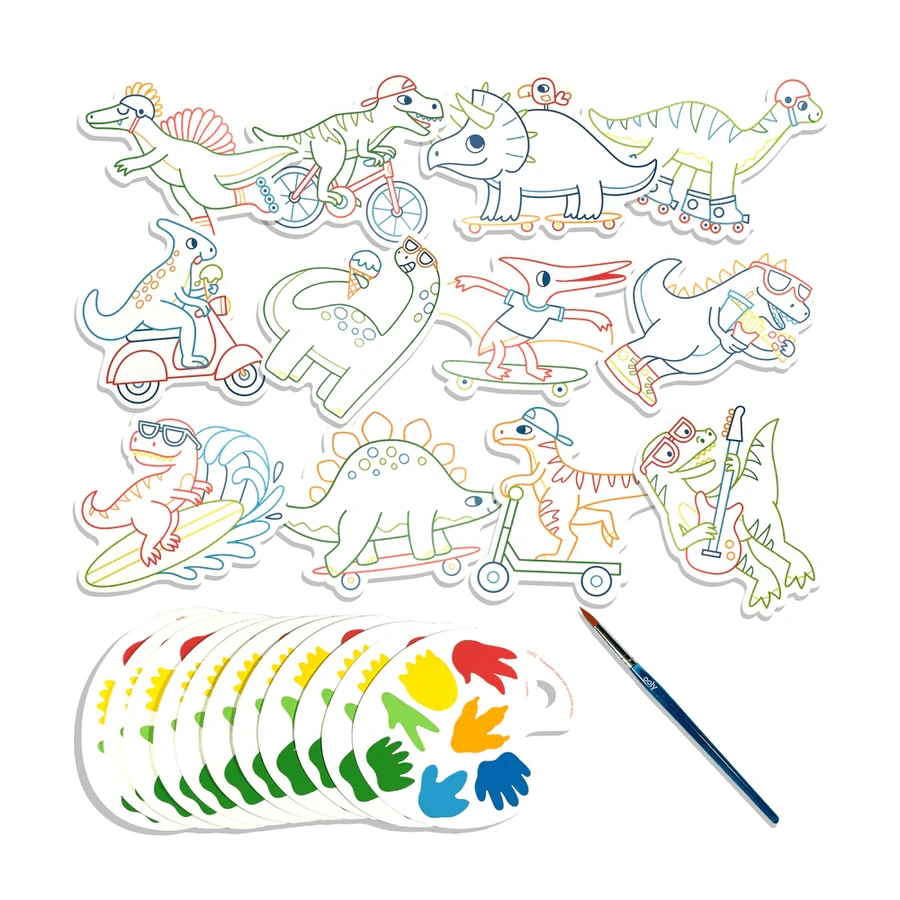 Kit aquarelle - Facile à peindre - Dinosaures, Playful Painters
